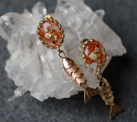 Carnelian Fish Earrings